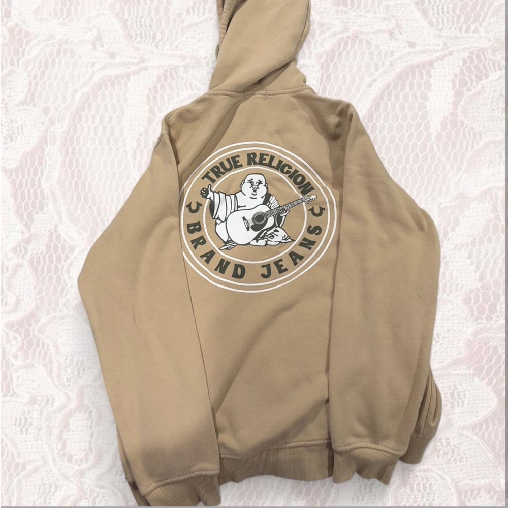 True Religion Beige Zip-Up Hoodie
